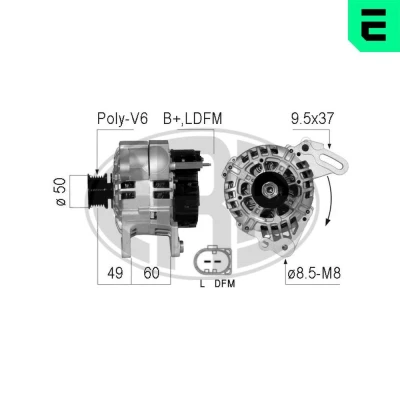 Imagem de ERA 210731A Alternador 14V 90A SEAT: Leon I Hatchback, Ibiza 2, 3, VOLKSWAGEN: Golf 4, Polo IV 5, SKODA: Fabia Hatchback