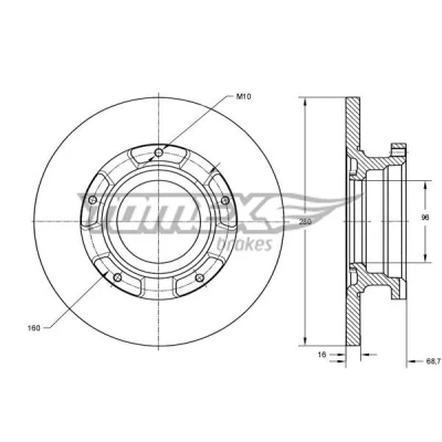Imagem de TOMEX brakes Disco de travão FORD: Transit Mk6 Van, Minibus Eixo traseiro 280mm 16mm 5 160mm cheio pintado TX 72 17 1371421,1387152