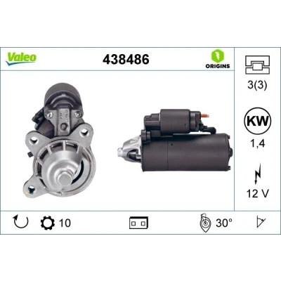 Imagem de VALEO 438486 Motor de arranque 12 2,4 10 FORD: Focus Mk1 Hatchback, Fiesta 4, Mk4 Van