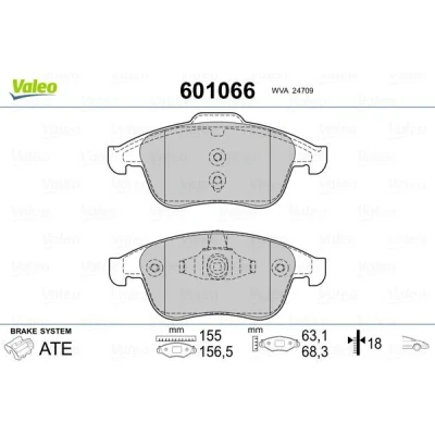 Imagem de VALEO 601066 Jogo de pastilhas para travão disco Eixo dianteiro excl. contacto aviso desgaste com chapa anti ruído RENAULT: Clio 4