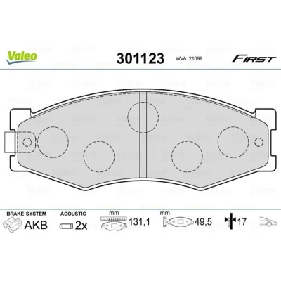 Imagem de VALEO 301123 Jogo de pastilhas para travão disco FIRST Eixo dianteiro incl. contacto aviso desgaste sem chapa anti ruído NISSAN: Pick Up