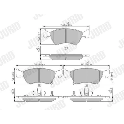 Imagem de JURID 572400J Jogo de pastilhas para travão disco com avisador sonoro desgaste sem acessórios TOYOTA: Avensis I Sedan, Carrinha