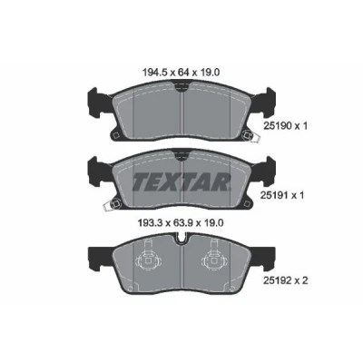 Imagem de TEXTAR 2519002 Jogo de pastilhas para travão disco com avisador sonoro desgaste JEEP: GRAND CHEROKEE 4