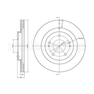 Imagem de METELLI Disco de travão MITSUBISHI: Pajero Pinin 284,0mm 22,0mm 5 69,0mm ventilado 23 1099 MR334996 Discos