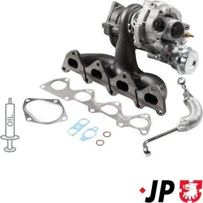 Imagem de JP GROUP 1117800410 Turbocompressor accionado pelos gases de escape incl. Kit juntas, com tubo entrada óleo