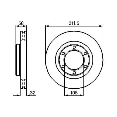 Imagem de BOSCH 0 986 478 580 Disco de travão 311,5 32 6 139,7 ventilado, interior ventilado oleado TOYOTA: Land Cruiser Prado 70 SUV Cabrio