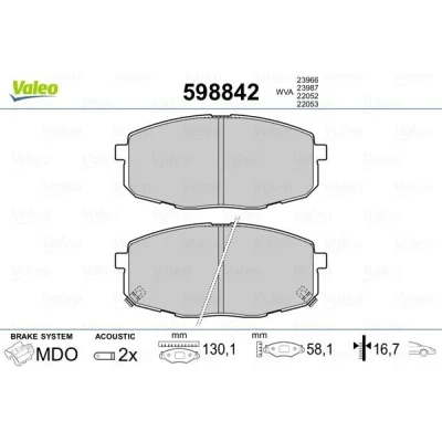 Imagem de VALEO 598842 Jogo de pastilhas para travão disco Eixo dianteiro incl. contacto aviso desgaste sem chapa anti ruído KIA: cee‘d I Carrinha