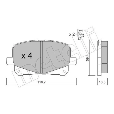 Imagem de METELLI 22 0443 0 Jogo de pastilhas para travão disco com avisador sonoro desgaste TOYOTA: Previa / Estima II