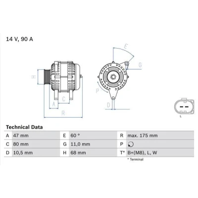 Imagem de BOSCH 0 986 042 670 Alternador 14V 90A RENAULT TRUCKS: Mascott Camião de plataforma / Chassis