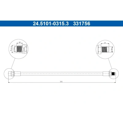 Imagem de ATE 24.5101 0315.3 Mangueira de Travão 345mm M10x1mm BMW: 5 Touring