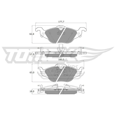Imagem de TOMEX brakes TX 12 21 Jogo de pastilhas para travão disco Eixo dianteiro OPEL: Zafira A, Astra G CC, Caravan