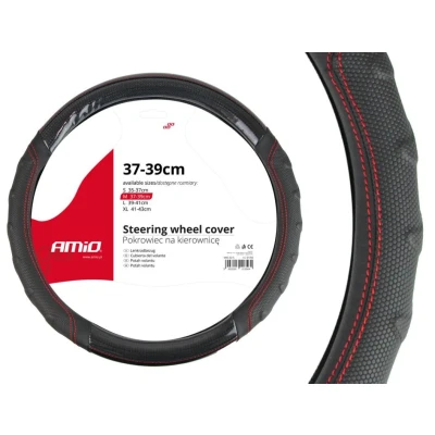 Imagem de AMiO SWC 21 01698 Capa do volante preto 37 39 Couro artificial, Borracha