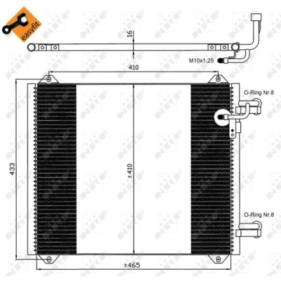 Imagem de NRF EASY FIT 35362 Condensador com retentor 13,2 Alumínio 465 AUDI: A2