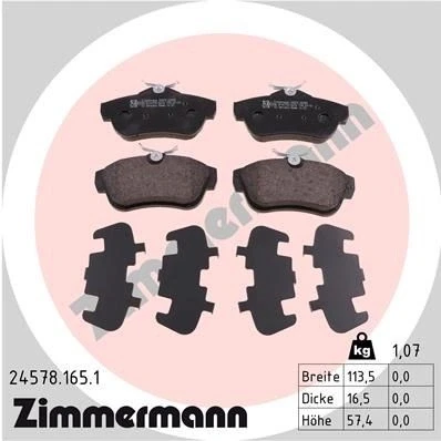 Imagem de ZIMMERMANN 24578.165.1 Jogo de pastilhas para travão disco A imagem corresponde ao volume fornecimento FIAT: Scudo II, II Van