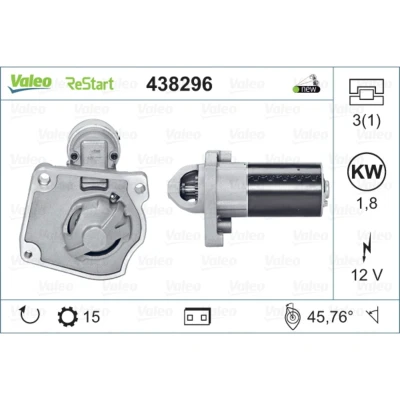 Imagem de VALEO 438296 Motor de arranque 12 1,8 15 NEW STOP&amp;START ORIGINAL PART PEUGEOT: 3008 II SUV, 308 Hatchback, Partner Van
