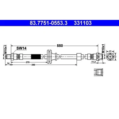 Imagem de ATE 83.7751 0553.3 Mangueira de Travão 550 M10x1 BMW: X3