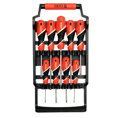 Imagem de YATO YT 25968 Conjunto de chaves parafusos 9 plástico 3.0, 5.0, 6.0, 8.0, PH0, PH1, PH2 no suporte
