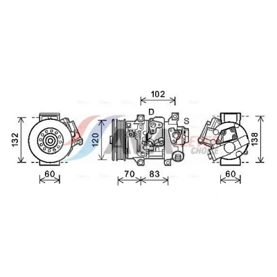 Imagem de PRASCO TOAK627 Compressor 6SEU14C PAG 46 R 134a TOYOTA: Avensis III Sedan