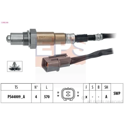 Imagem de EPS 1.998.344 Sonda lambda com material de fixação Made in Italy OE Equivalent aquecimento, plana, Rosca pré lubrificada