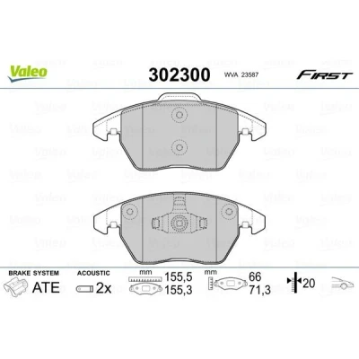 Imagem de VALEO 302300 Jogo de pastilhas para travão disco Eixo dianteiro incl. contacto aviso desgaste com chapa anti ruído SEAT: Ibiza 4 Sportcoupe