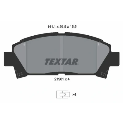 Imagem de TEXTAR 2196102 Jogo de pastilhas para travão disco com avisador sonoro desgaste TOYOTA: Avensis I Sedan, Carrinha, Liftback