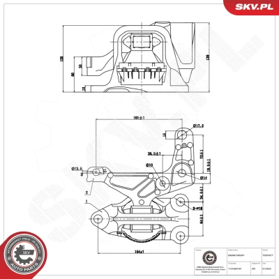 Imagem de ESEN SKV 75SKV077 Suporte, motor à direita Apoio hidráulico Alumínio, Borracha 218mm 130mm RENAULT: MEGANE 3 Grandtour, Coupe,