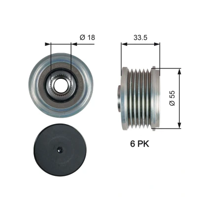 Imagem de GATES OAP7216 Polia Roda Livre do Alternador 33,5 FleetRunner Micro V Stretch Fit