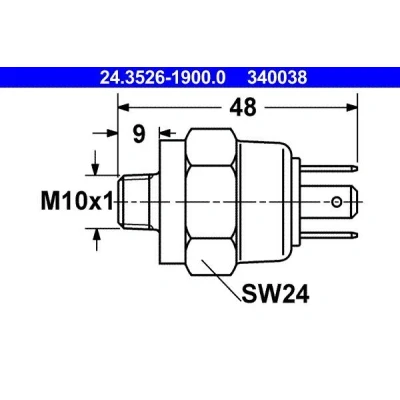 Imagem de ATE 24.3526 1900.0 Interruptor de luz stop electro hidráulico M10x1 konisch 3pólos VOLKSWAGEN: Carocha
