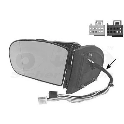 Imagem de Espelho retrovisor Van Wezel 3032857 com cabo, sem capa, luz intermitente esquerda não esférico, para regulação eléctrica dos espelhos, dobrável e