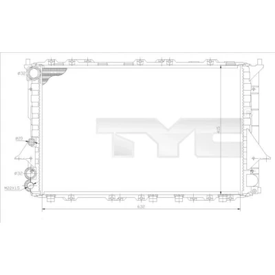 Imagem de TYC 702 0027 Radiador, arrefecimento do motor 632 415 34 Aletas de refrigeração unidas mecanicamente AUDI: A6 C4 Sedan
