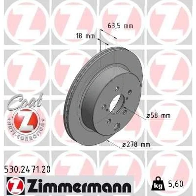 Imagem de ZIMMERMANN 530.2471.20 Disco de travão 278 18 8/5 5 100 interior ventilado revestido SUBARU: Forester IV