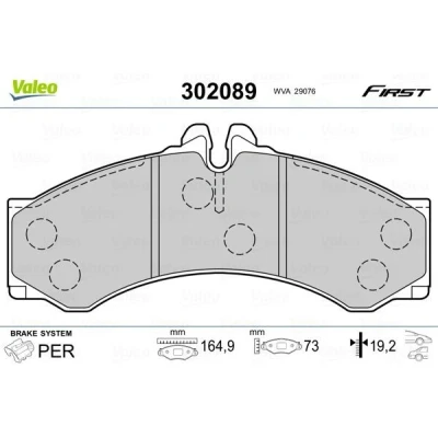 Imagem de VALEO 302089 Jogo de pastilhas para travão disco excl. contacto aviso desgaste com chapa anti ruído