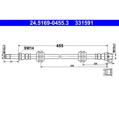 Imagem de ATE 24.5169 0455.3 Mangueira de Travão 455 M10x1 MINI: Hatchback