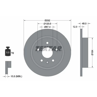 Imagem de TEXTAR PRO 92222903 Disco de travão 292 12 05/06 120 cheio revestido sem pernos fixação da roda, cubo roda OPEL: Insignia A Sports Tourer