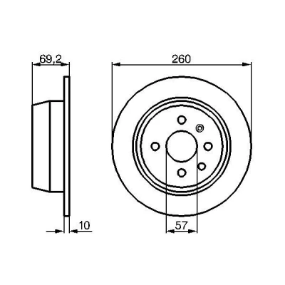 Imagem de BOSCH Disco de travão OPEL: Astra F Sedan, CC, Vectra A CC 259,8mm 9,9mm 4 100mm cheio oleado 0 986 478 086 E190R02C03720140,569119,569206