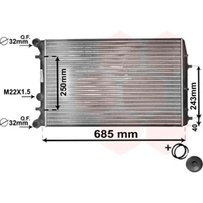 Imagem de VAN WEZEL 76002006 Radiador, arrefecimento do motor Alumínio 632 415 23 *** IR PLUS com acessórios Aletas de refrigeração unidas mecanicamente