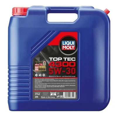 Imagem de Liqui Moly Top Tec 4300 5W 30 20l Óleo do motor 3742 MERCEDES BENZ: Classe A, C Sedan, T modell, RENAULT: CLIO 2, 3