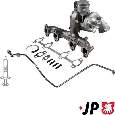 Imagem de JP GROUP 1117800710 Turbocompressor accionado pelos gases de escape incl. Kit juntas, com tubo entrada óleo