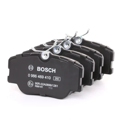 Imagem de BOSCH 0 986 469 410 Jogo de pastilhas para travão disco Baixo teor metálico com chapa anti ruído, parafusos acessórios