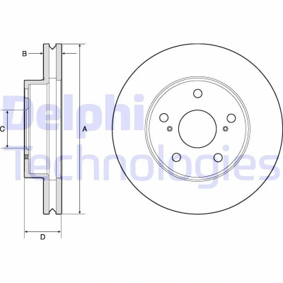 Imagem de DELPHI BG4758C Disco de travão 275 28 5 ventilado revestido não tratado sem o rolamento da roda, anel sensor do ABS TOYOTA: HILUX 3 Pick up