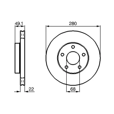 Imagem de BOSCH 0 986 478 833 Disco de travão 280 22 5 114,3 ventilado, interior ventilado oleado
