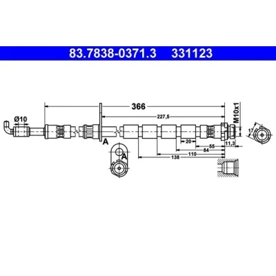 Imagem de ATE 83.7838 0371.3 Mangueira de Travão 366 M10x1