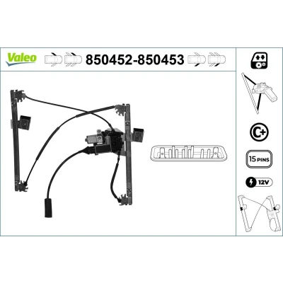 Imagem de Valeo Elevador de vidro à frente, lado esquerdo elétrico com motor função conforto 850452 VOLKSWAGEN: GOLF 3, 3 Variant, Vento