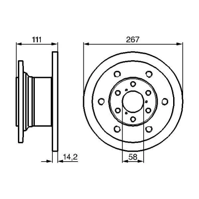 Imagem de BOSCH 0 986 478 742 Disco de travão 267 14,3 6 95 cheio oleado IVECO: DAILY 2 Pritsche/Fahrgestell, Kasten/Kombi