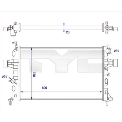 Imagem de TYC 725 0038 R Radiador, arrefecimento do motor 600 378 23 Aletas de refrigeração unidas mecanicamente OPEL: Astra G Caravan, CC, Zafira A
