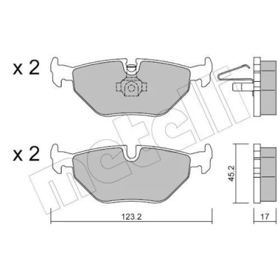 Imagem de METELLI 22 0261 0 Jogo de pastilhas para travão disco preparado indicador aviso desgaste BMW: 3 Sedan, Touring, Coupe