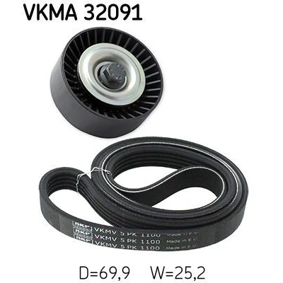 Imagem de SKF VKMA 32091 Jogo de correias trapezoidais estriadas