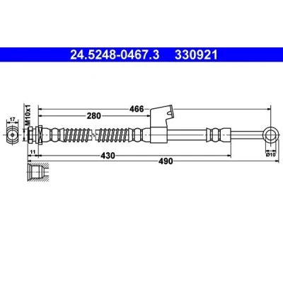 Imagem de ATE 24.5248 0467.3 Mangueira de Travão 466 M10x1 HYUNDAI: Getz