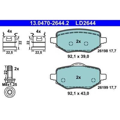 Imagem de ATE 13.0470 2644.2 Jogo de pastilhas para travão disco PEUGEOT: 2008 II, 208 II Hatchback, OPEL: Corsa F CITROËN: C4 III Hatchback