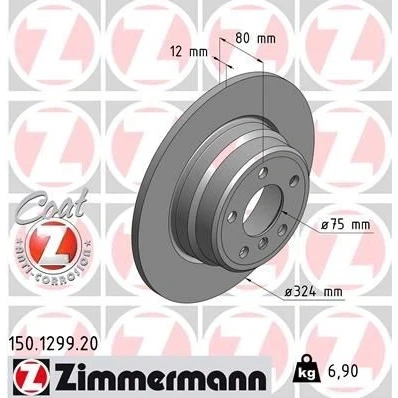 Imagem de ZIMMERMANN COAT Z 150.1299.20 Disco de travão 324 12 6/5 5 120 cheio revestido alto carbono BMW: X5